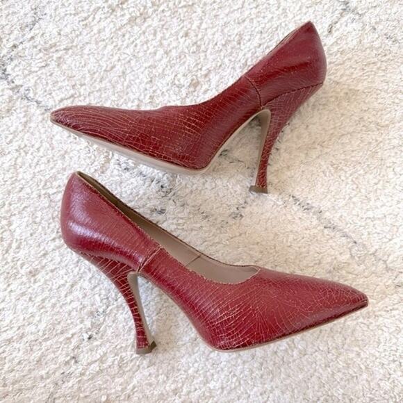 Miu Miu Cracked Effect Red Leather Pumps High Heels Size IT 40.5 / US 10.5 - Picture 4 of 15